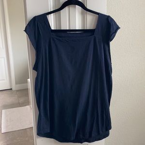 Loft • navy vintage soft square neck tee, size L